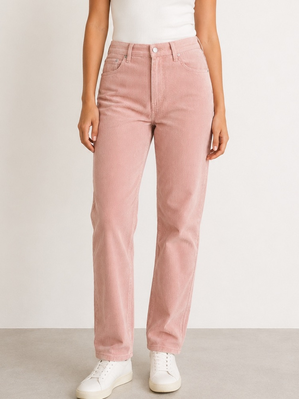 BDG Pink Corduroy Mom High Rise Straight Leg Pants